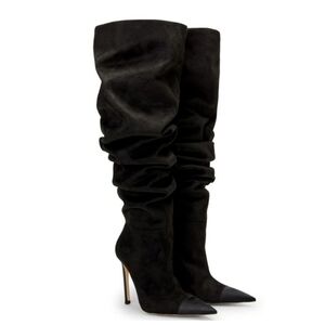 NIB Good American Slouchy Over the Knee Suede Slouch Boot, Size 6.5, Color Black